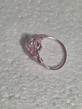 Handcrafted Pink Wire Wrapped Crystal Ring